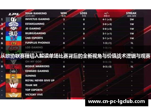 从欧协联赛程切入解读单场比赛背后的全新视角与价值战术逻辑与观赛